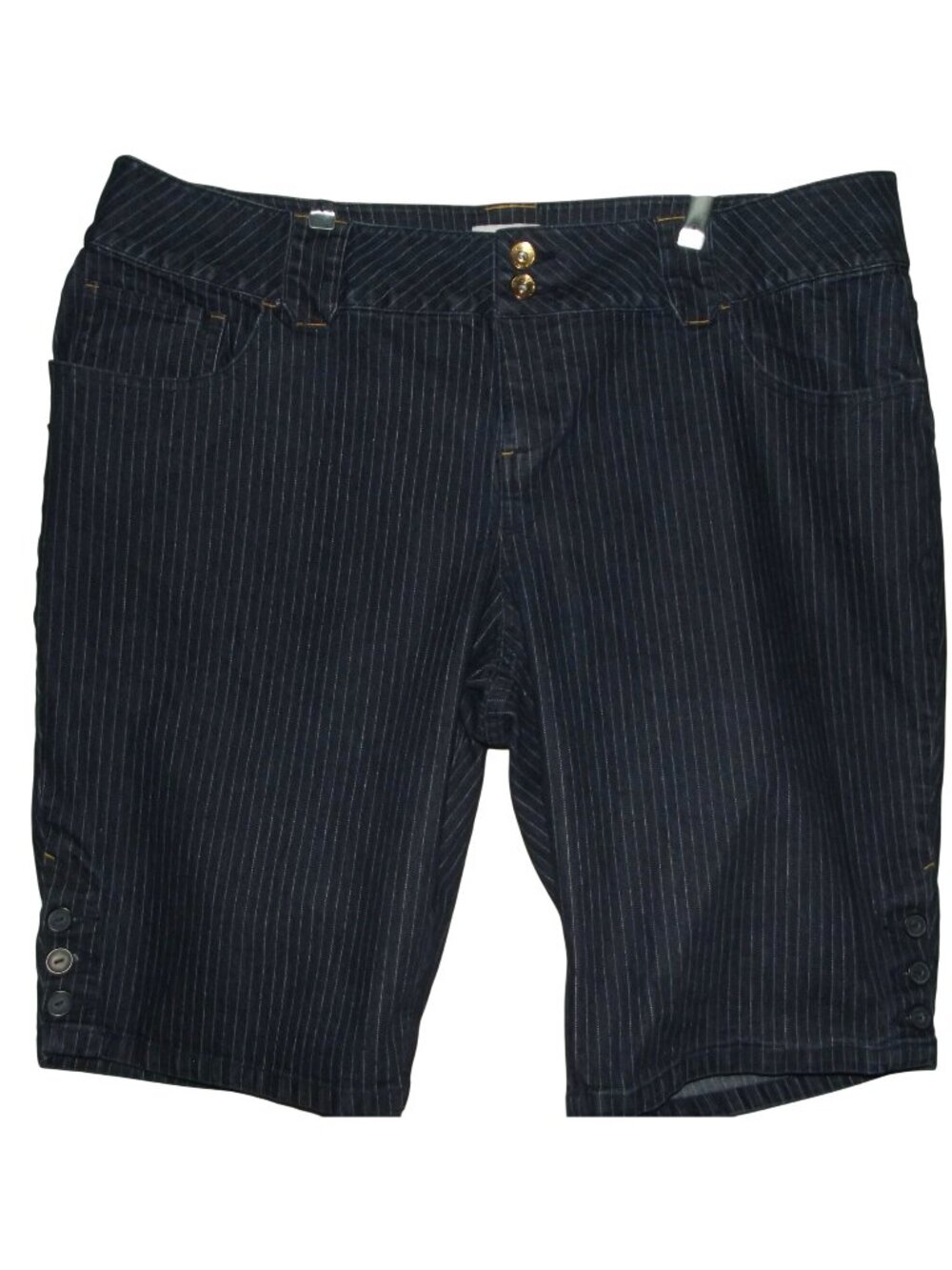 Lane Bryant Venezia Jean Bermuda Shorts Womens Plus 26 Blue pinstriped high rise